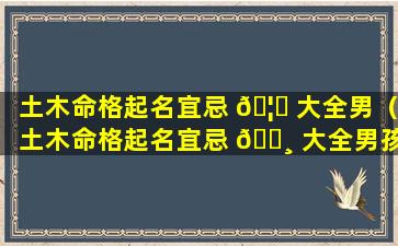土木命格起名宜忌 🦆 大全男（土木命格起名宜忌 🌸 大全男孩子）